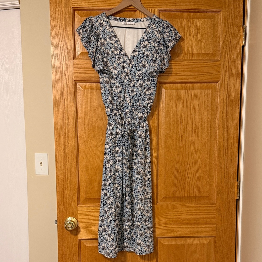 DR2 Blue and White Floral Maxi Dress